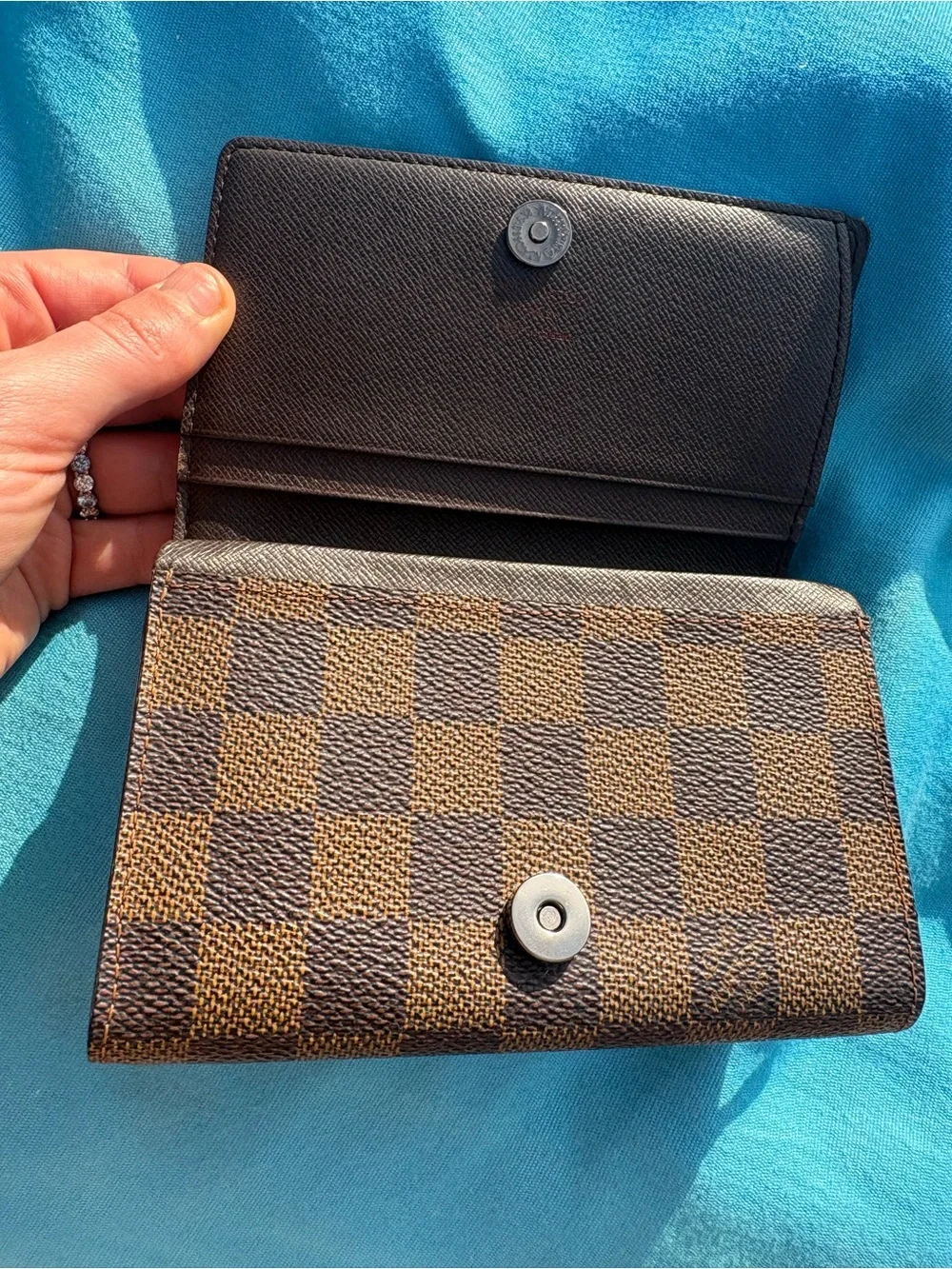 Louis Vuitton Brown & Dark Brown Check Card Holder wallet